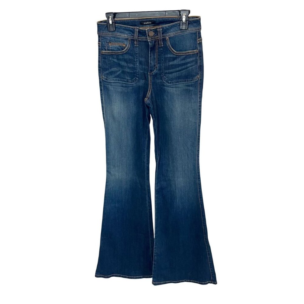 Vintage Bebe Y2K Mid Rise Flare Jeans Boho Made in USA - Women's Size 29
